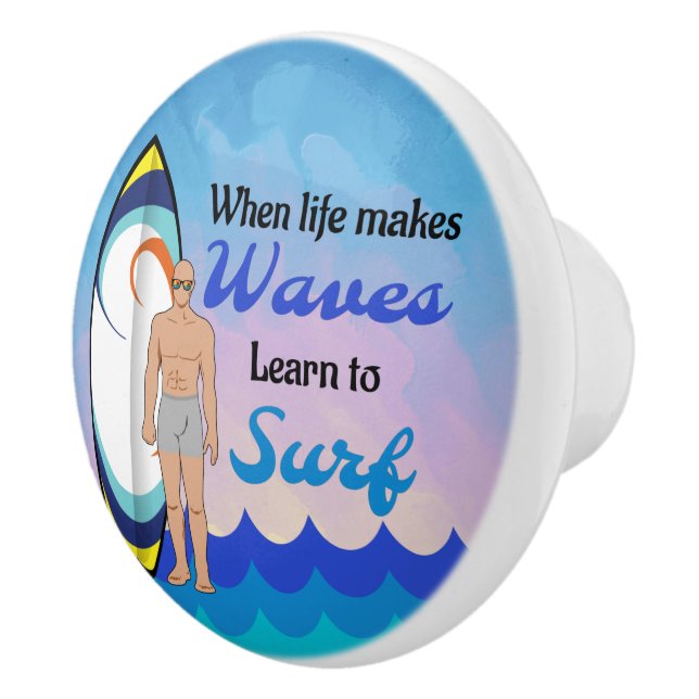 Ytbar havsyta - Vinkar blått motiv - citat Knopp (Höger)