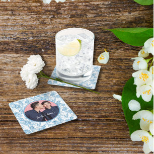 Ytfågel och blommigtens eget namn Foton Bröllop Underlägg Papper Kvadrat