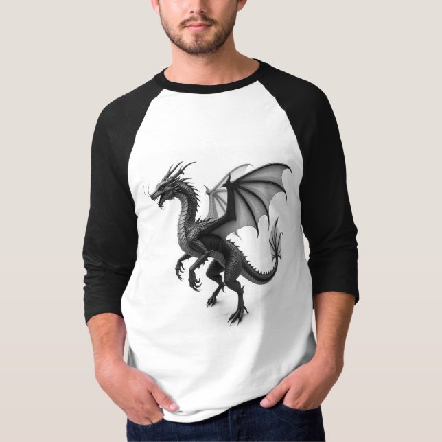 ythical Guardian: Dragon Silhouette T Shirt (Framsida)