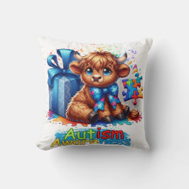 Ytism Awareness Highland Cow Accent Pillow Kudde