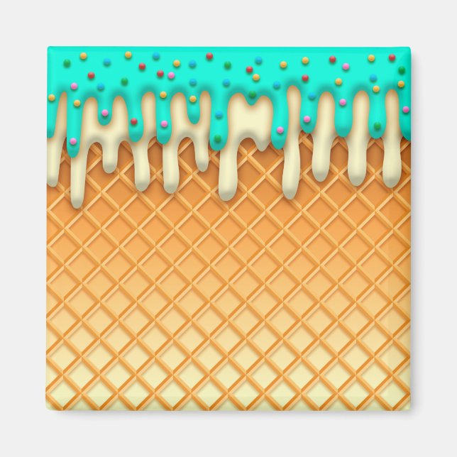Ytklam Drick Waffle Cone Mint med Sprinkles Magnet (Framsidan)