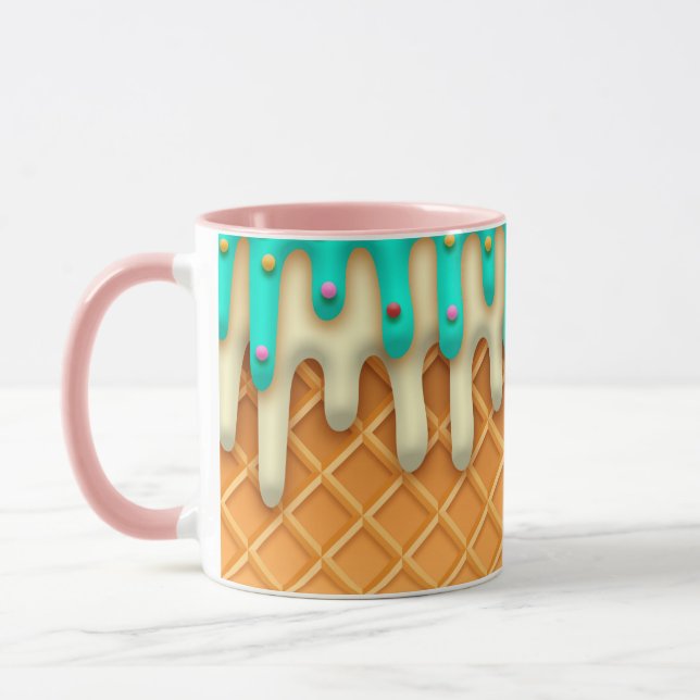 Ytklam Drick Waffle Cone Mint med Sprinkles Mugg (Vänster)