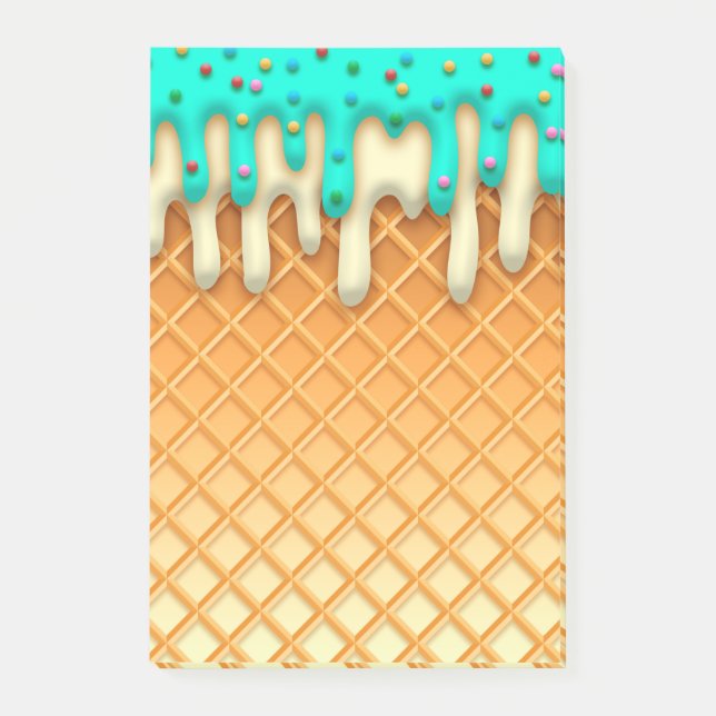 Ytklam Drick Waffle Cone Mint med Sprinkles Post-it Block (Framsida)