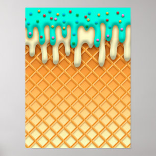 Ytklam Drick Waffle Cone Mint med Sprinkles Poster