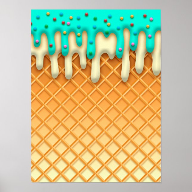Ytklam Drick Waffle Cone Mint med Sprinkles Poster (Framsidan)