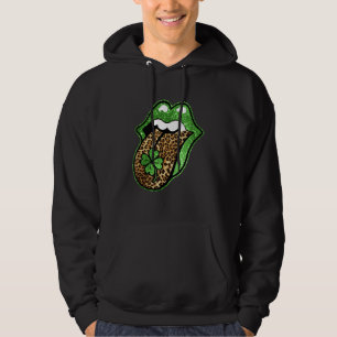 Ytklappning Shamrock Grönt Leopard St Patr Hoodie