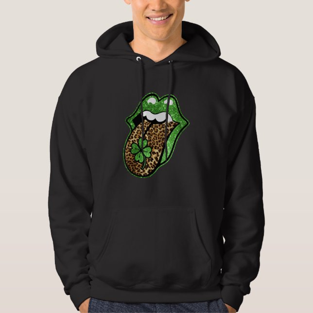 Ytklappning Shamrock Grönt Leopard St Patr Hoodie (Framsida)