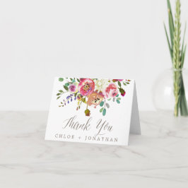 Ytkort för enkel Blommigt, vattenfärg Bouquet, tac Tack Kort