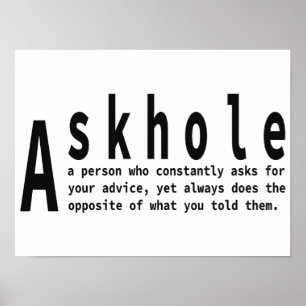 Ytkryphål - definition av Sarcastic Dictionary Poster