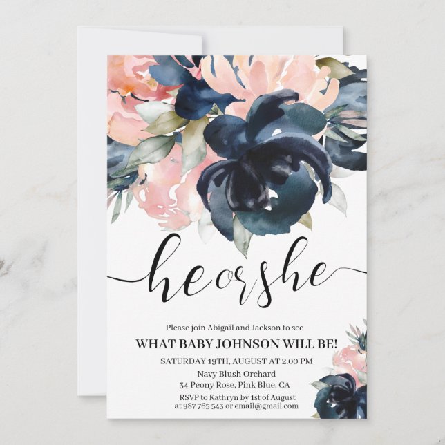 Ytlig och  gender visar inbjudan. Inbjudan (Framsida)