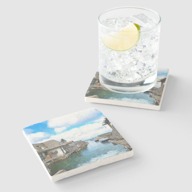 Ytmålning av Michigan Fish Town Stenunderlägg (Sidan)