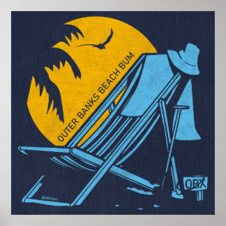 YtterBanker Beach Bum OBX Himlar Blue Vintage Poster