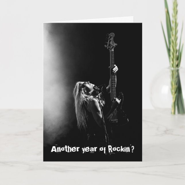Ytterligare ett år av rakin' Bass Guitar Birthday  Kort (Framsida)