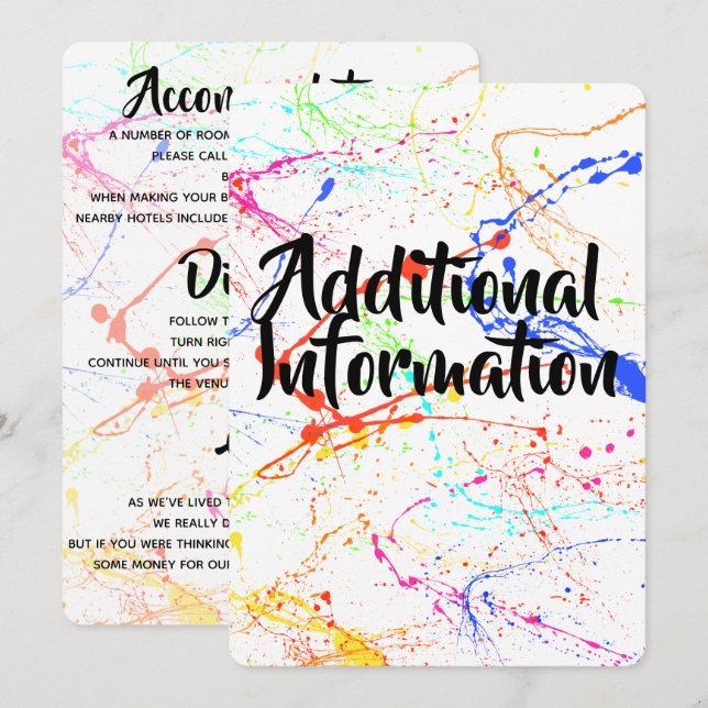 Ytterligare informationskort med stänk inbjudningar (Fram/baksida)