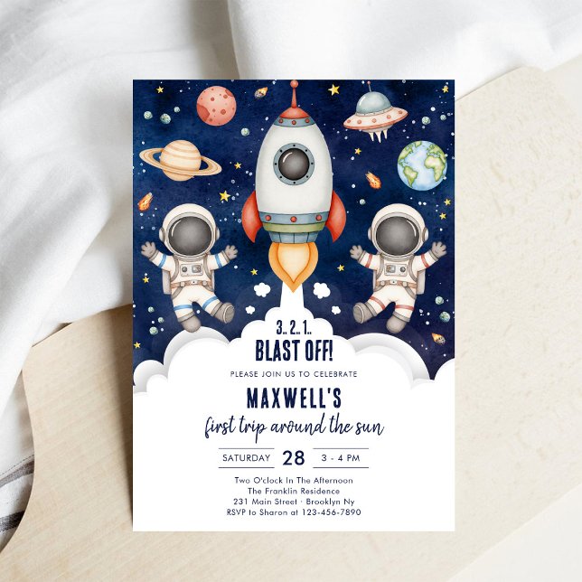 Yttersta rymdplaneter Astronaut Pojke Födelsedag Inbjudningar (Skapare uppladdad)