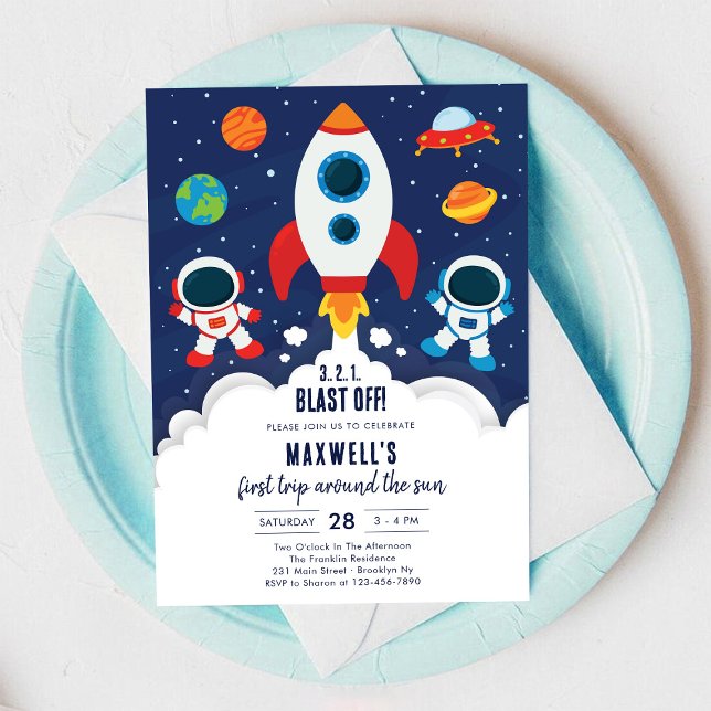 Yttersta rymdplaneter Astronaut Pojke Födelsedag Inbjudningar (Skapare uppladdad)
