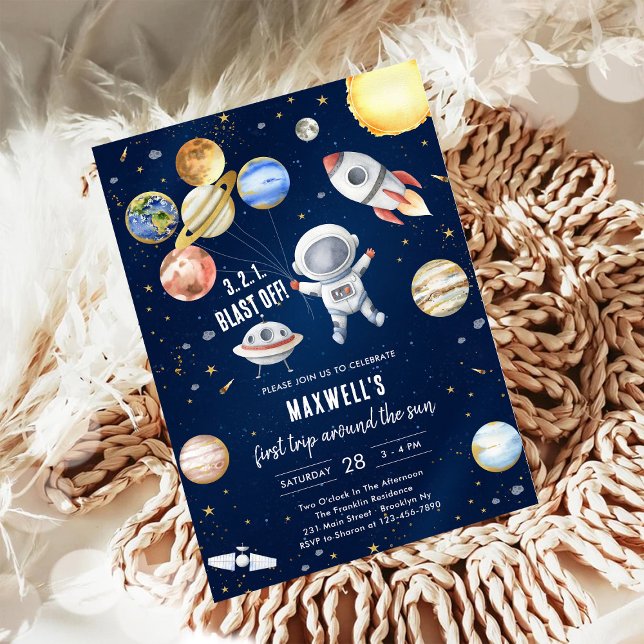 Yttersta rymdplaneter Astronaut Pojke Födelsedag Inbjudningar (Skapare uppladdad)