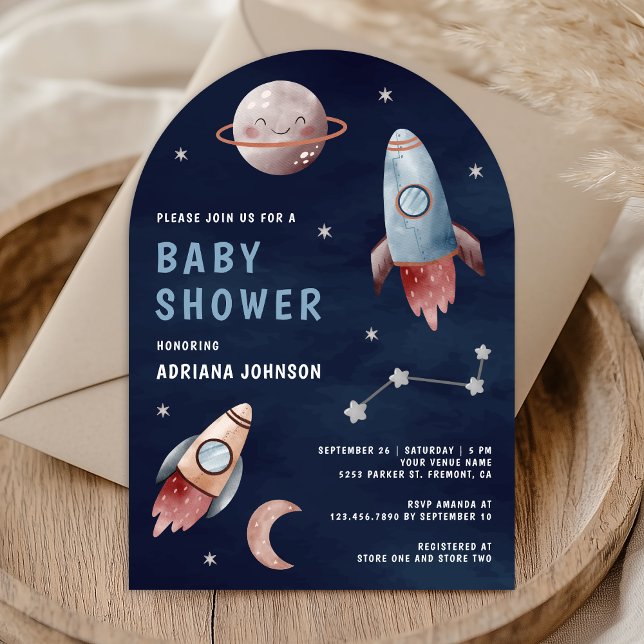 Yttersta rymdplaneter raketflotta baby shower inbjudningar (Skapare uppladdad)