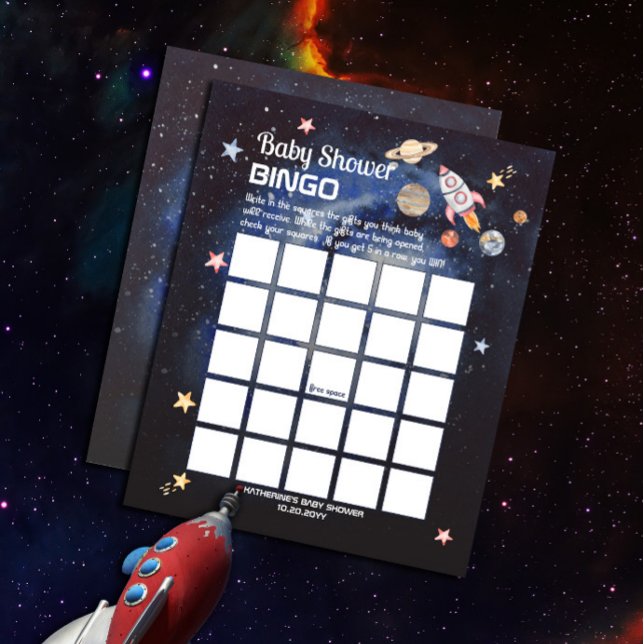 Yttersta rymdraketplaneter Pojke Baby Shower Bingo (Skapare uppladdad)