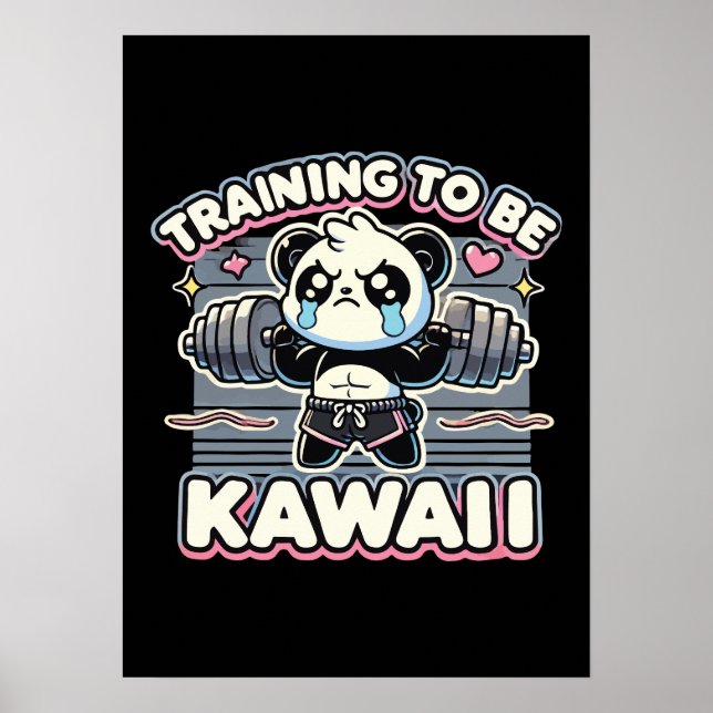 Ytträning av Gym Panda för att vara Kawaii Cute An Poster (Framsidan)
