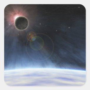 Yttre atmosfären på planeten jorden fyrkantigt klistermärke