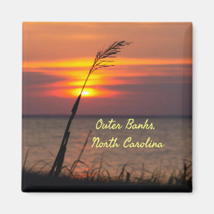 Yttre Banker North Carolina Beach Sunset Orange Hi Magnet