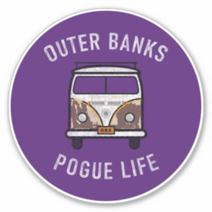 Yttre Banker Van Pogue Life OBX Vintage (Lila) Klistermärken