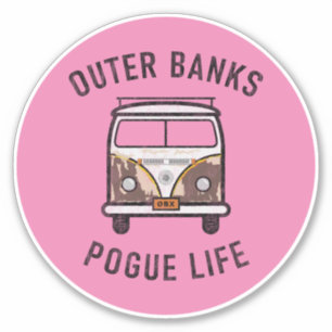Yttre Banker Van Pogue Life OBX Vintage (Rosa) Klistermärken