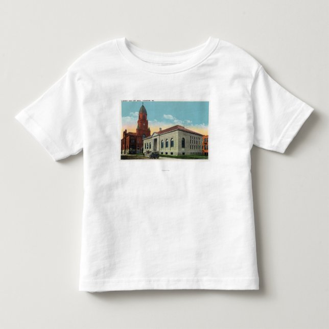 Yttre beskåda av bibliotek och stadshuset tee shirt (Framsida)