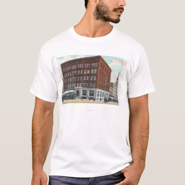 Yttre beskåda av centralbanken BldgOakland, CA T-shirt (Framsida)