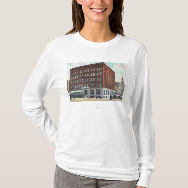 Yttre beskåda av centralbanken BldgOakland, CA Tee Shirt (Framsida)