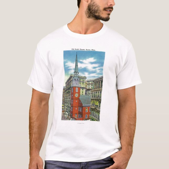 Yttre beskåda av den gammala söderkyrkan t-shirt (Framsida)