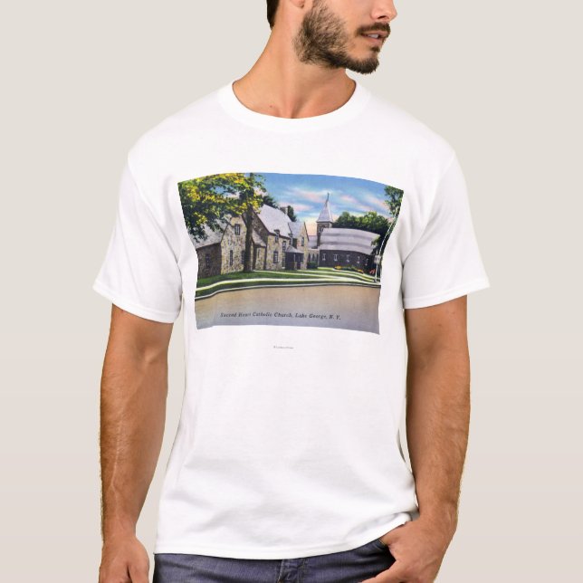 Yttre beskåda av den sakrala hjärtakatoliken tee shirt (Framsida)