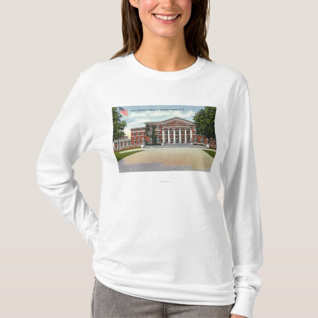 Yttre beskåda av den statliga högskolan för NY för T-shirt (Framsida)
