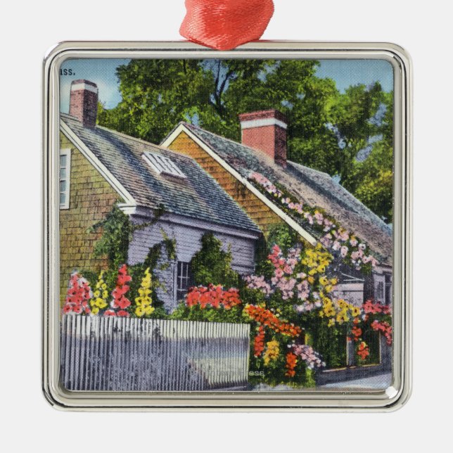 Yttre beskåda av det äldsta huset i Town Julgransprydnad Metall (Framsidan)