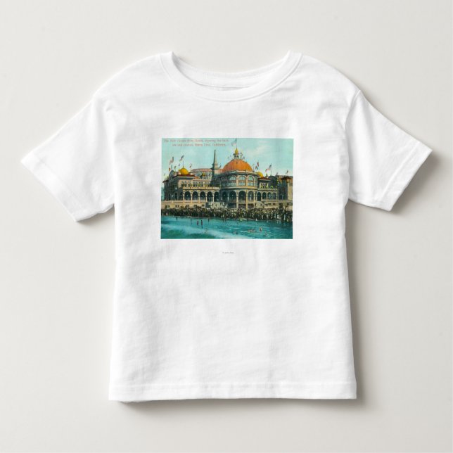 Yttre beskåda av det nya kasinot från stranden t-shirt (Framsida)