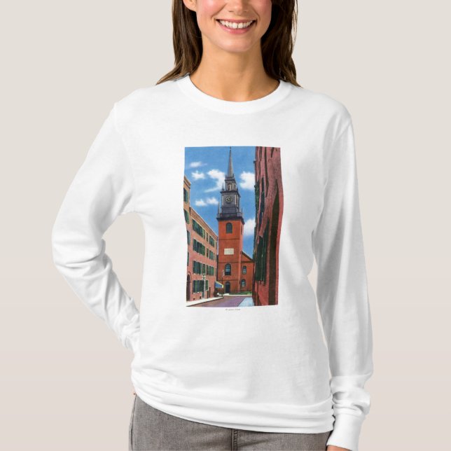 Yttre beskåda av gammal nordkyrka t shirt (Framsida)
