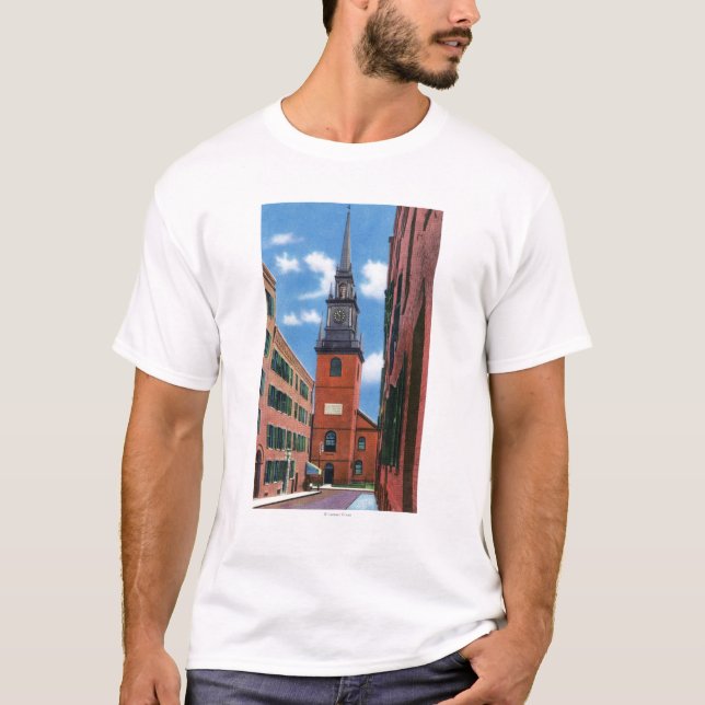 Yttre beskåda av gammal nordkyrka t shirt (Framsida)