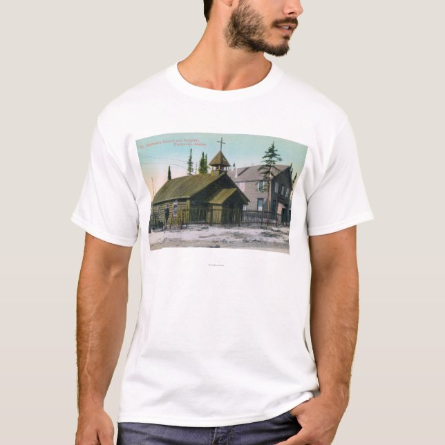 Yttre beskåda av kyrka för St. Mathews och T Shirt (Framsida)