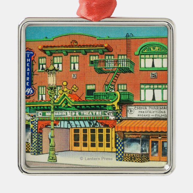 Yttre beskåda av Mandarintheatren, Julgransprydnad Metall (Framsidan)