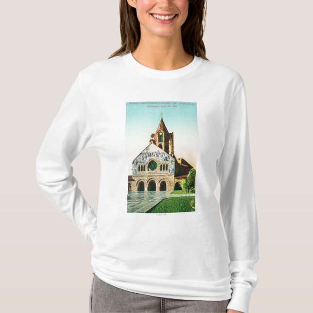 Yttre beskåda av minnesmärkekyrka på Stanford U Tee (Framsida)