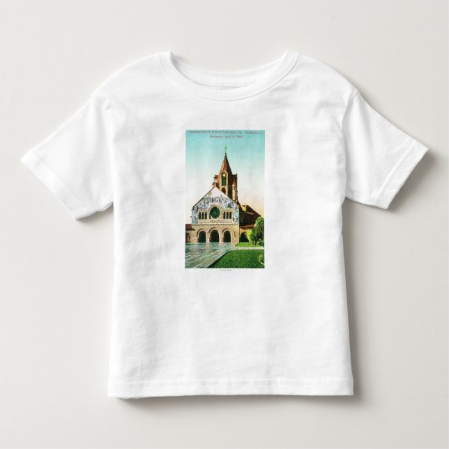 Yttre beskåda av minnesmärkekyrka på Stanford U Tee Shirt (Framsida)