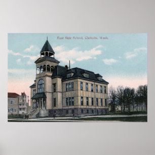 Yttre beskåda av östlig sida skolar Bldg Poster