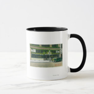 Yttre beskåda av solnedgångkafeterian mugg