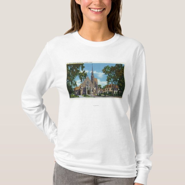 Yttre beskåda av Sts Mary kyrka och prästgård T Shirt (Framsida)