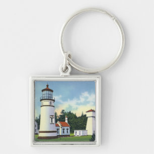 Yttre beskåda av Umpquaen LighthouseCoast Fyrkantig Silverfärgad Nyckelring
