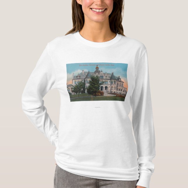 Yttre beskåda av universiteten av WA huvudsaklig T-shirt (Framsida)