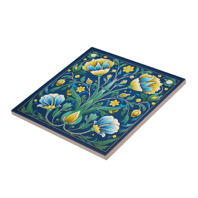 💙 yttre Blommarna Iznik Kakelplatta (Sidan)