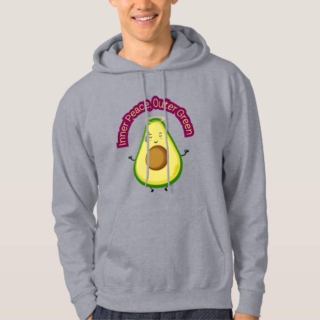 Yttre Grönt för inre fred - Cute Avocado Meditatio Hoodie (Framsida)