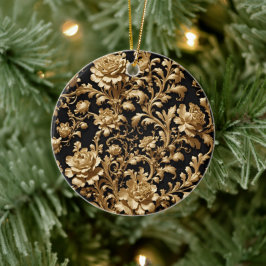 Yttre insyn: Blommigten Black och Guld Baroque Julgransprydnad Keramik